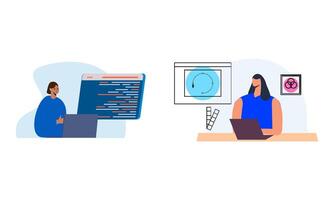 Information technology business, work in internet illustration vector