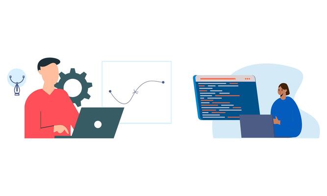 Information technology business, work in internet illustration