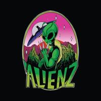 pop art alien illustration for t shirt design vector