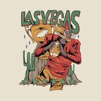 Hand drawn rugby player illustration with desert background and Las Vegas text for t shirt design vector