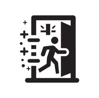 Emergency exit illustration, escape route sign and symbol vector