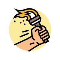 hand holding torch progress color icon illustration vector