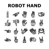 robot hand gesture ai digital icons set vector