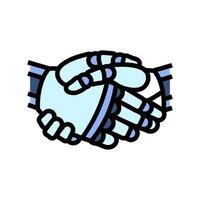 handshake robot hand gesture color icon illustration vector