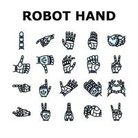robot hand gesture ai digital icons set vector