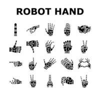 robot hand gesture ai digital icons set vector
