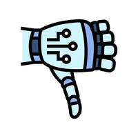 thumb down robot hand gesture color icon illustration vector