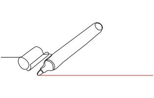 Marker pen One continuous line drawing of pen. Pencil symbol of study and education vector