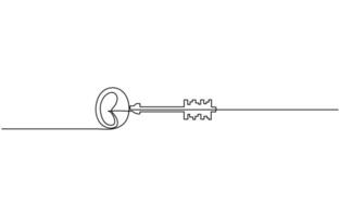 continuous one line drawing of keys. Real estate keys icon. Success keys, vector