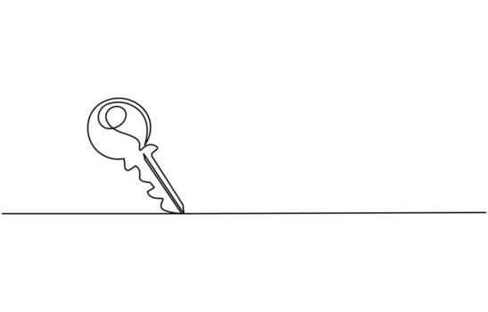 continuous one line drawing of keys. Real estate keys icon. Success keys, vector