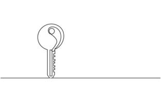 continuous one line drawing of keys. Real estate keys icon. Success keys, vector