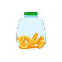 gold coin jar cartoon illustration vector