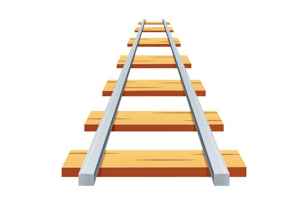 Railway going forward isolated on white background.
