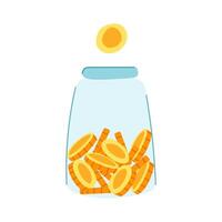 glass coin jar cartoon illustration vector