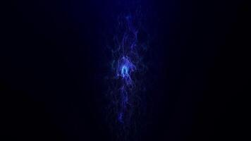 Abstract glowing wave from of particles and dots moves on a blue background, big data visualization, futuristic and digital background, 3D, 4K video