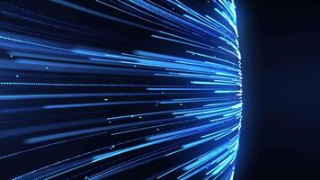 Abstract luminous lines or light fibers, smooth movement of light stripes to the left. Flow or stream of particles. particle paths. seamless loop, 4K. video