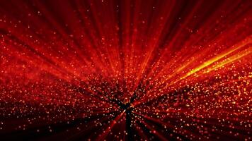Abstract background of bright orange glow particles, sparkles and sparkles glow with bright rays of light and rise up. seamless loop, 4K. video