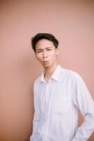A man whistling, captured in a moment of joy or concentration, expressing himself through a melodic sound photo