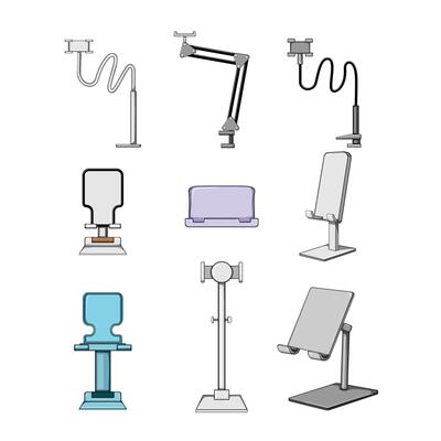 table phone holder set cartoon illustration