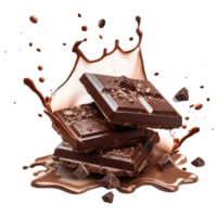 chocola wafel met chocolaatjes spatten geïsoleerd Aan transparant achtergrond png