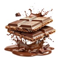 chocola wafel met chocolaatjes spatten geïsoleerd Aan transparant achtergrond png