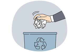 Man throw paper in trash bin vector