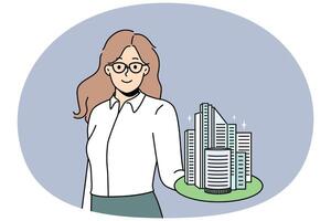 Smiling broker with building model vector