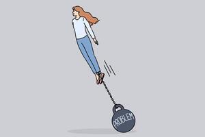 Burden problems is attached to woman who wants to succeed and takes off demonstrating ambition vector