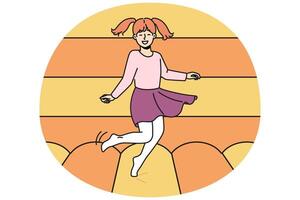 Smiling girl jumping on trampoline vector