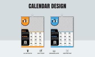 Flat calendar for 2025 in a minimalist style. Corporate and business calendar with 2 colors. The week starts on Wednesday vector