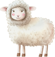 A cute cartoon sheep with a pink nose and a smile on its face png