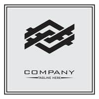 abstract logo design, black and white geometric technology icon vector