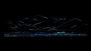 Neon frame effect Atlas Mountains of Morocco, glow, black background. video