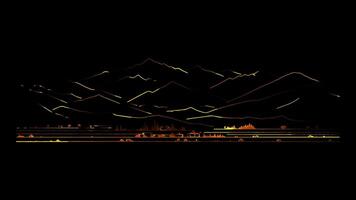 Neon frame effect Atlas Mountains of Morocco, glow, black background. video