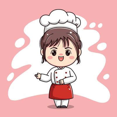 Cute chef girl kawaii character
