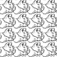 Cat in doodle style. Simple seamless pattern. illustration. vector