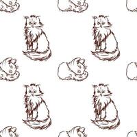 Cat in doodle style. Simple seamless pattern. illustration. vector