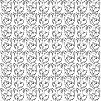Cat in doodle style. Simple seamless pattern. illustration. vector