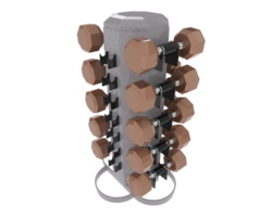 Weight tree with dumbbells isolated on background. 3d rendering - illustration png