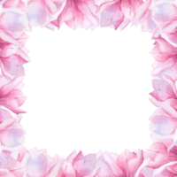 marco con acuarela rosado magnolia flores floral antecedentes para tarjeta postal póster modelo De las mujeres día 2025 madre día diseño decoración cumpleaños certificado envase papel botánico frontera bandera brote png