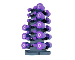 Weight tree with dumbbells isolated on background. 3d rendering - illustration png