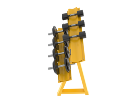 Dumbbells on rack isolated on background. 3d rendering - illustration png