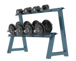Dumbbells on rack isolated on background. 3d rendering - illustration png