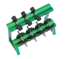 Dumbbells on rack isolated on background. 3d rendering - illustration png