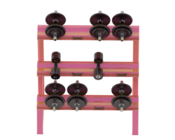 Dumbbells on rack isolated on background. 3d rendering - illustration png