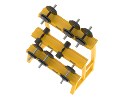 Dumbbells on rack isolated on background. 3d rendering - illustration png