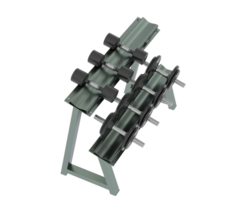 Dumbbells on rack isolated on background. 3d rendering - illustration png