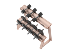 Dumbbells on rack isolated on background. 3d rendering - illustration png