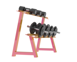 Dumbbells on rack isolated on background. 3d rendering - illustration png