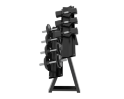 Dumbbells on rack isolated on background. 3d rendering - illustration png